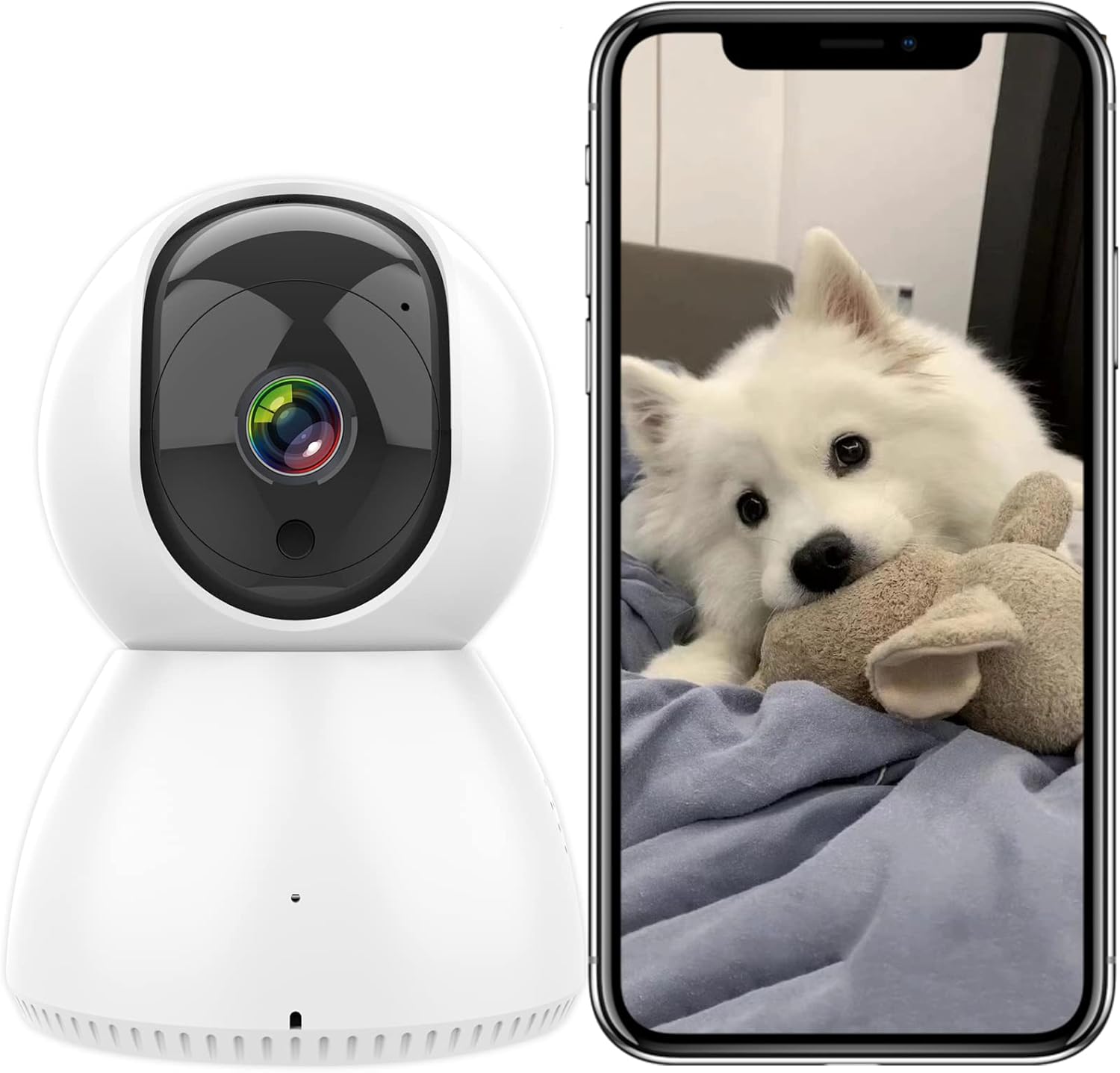 Kamera Bezpieczeństwa WiFi Wewnętrzna 1080P, Kamera IP 360° Pan/Tilt Kompatybilna z Alexa Google Home, Widzenie Nocne, Śledzenie Ruchu, 2,4 GHz