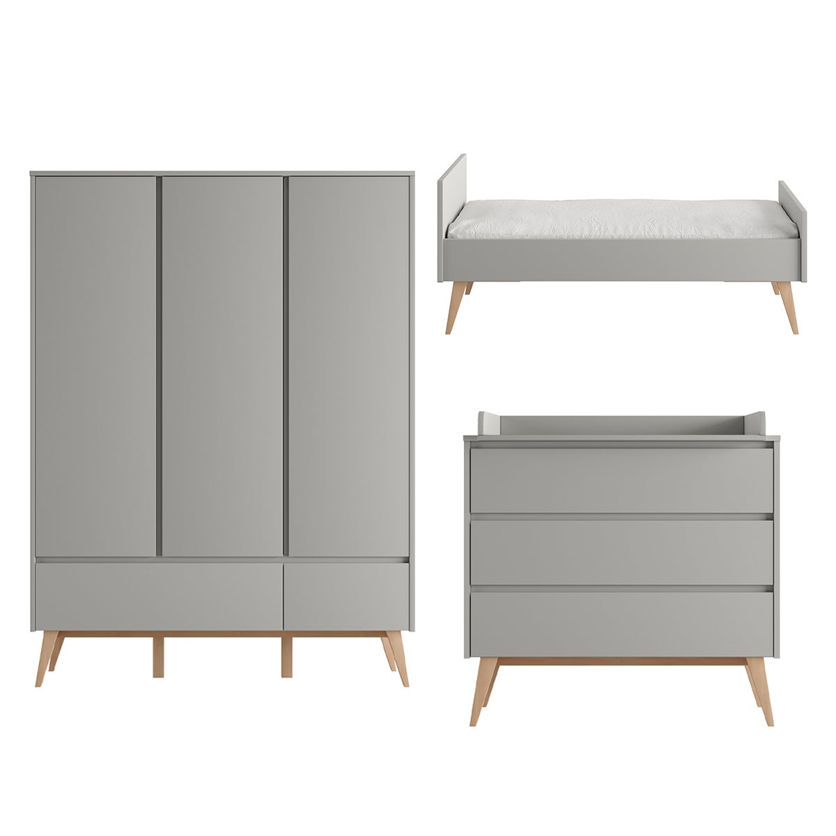 Chambre complète lit évolutif 70x140 commode à langer et armoire 3 ...