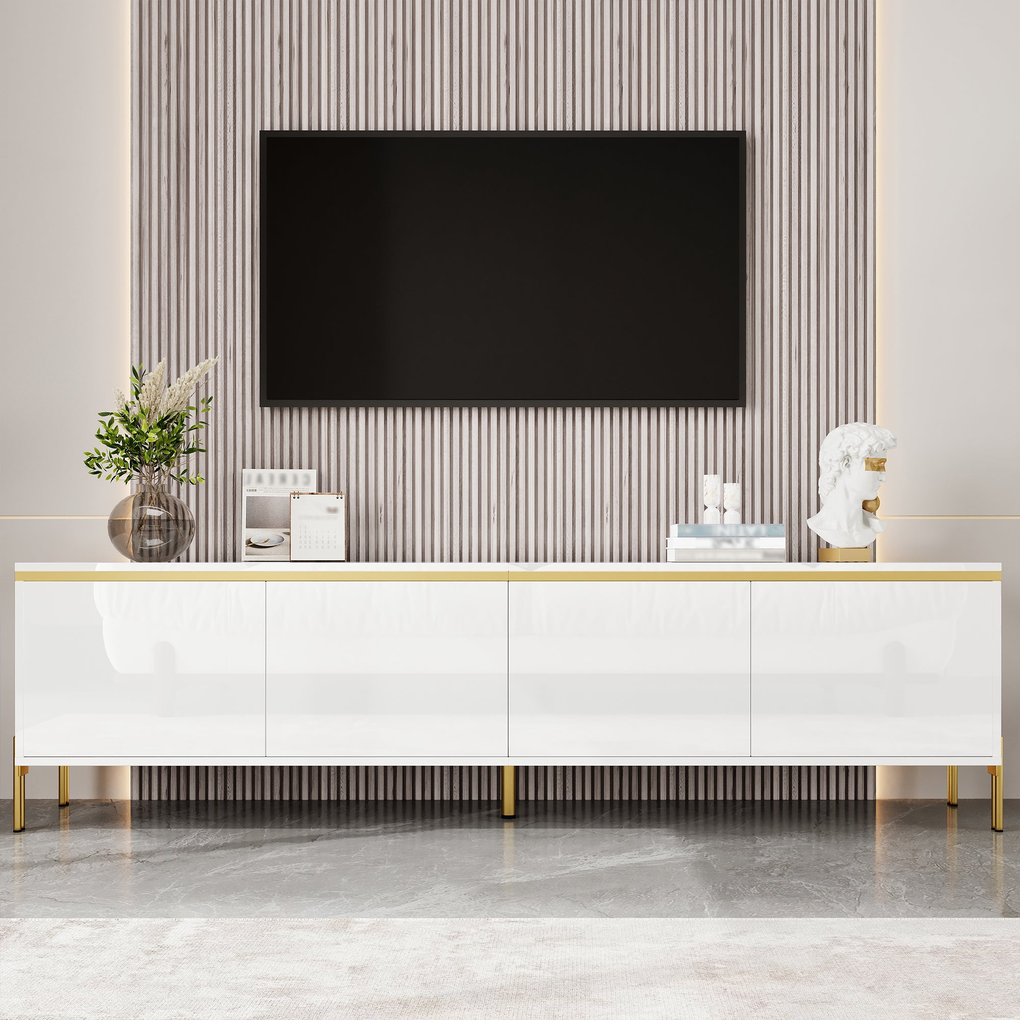 Meuble TV ESMEE gold plateau en céramique 180x40x65 cm