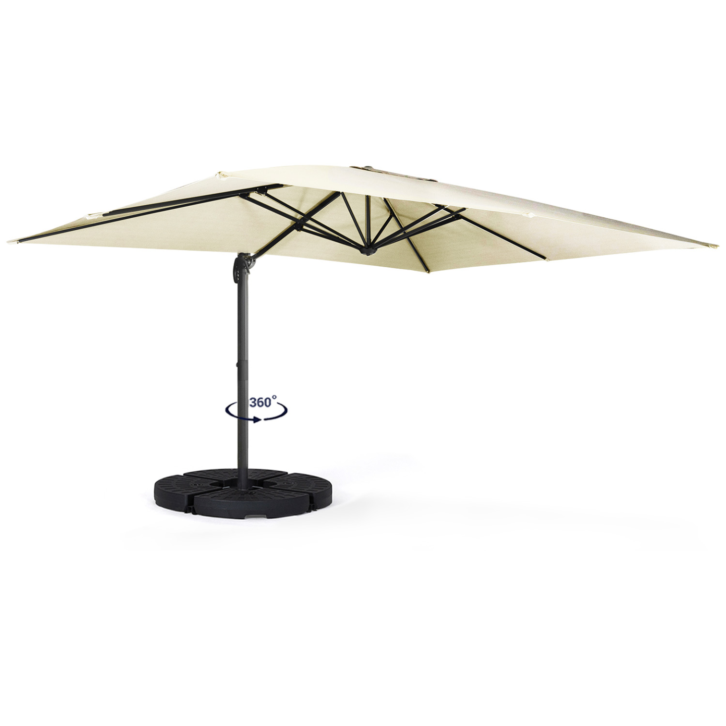 Parasol déporté inclinable rotatif 360 CALVI écru 3x4 M avec 4 dalles et housse - 4