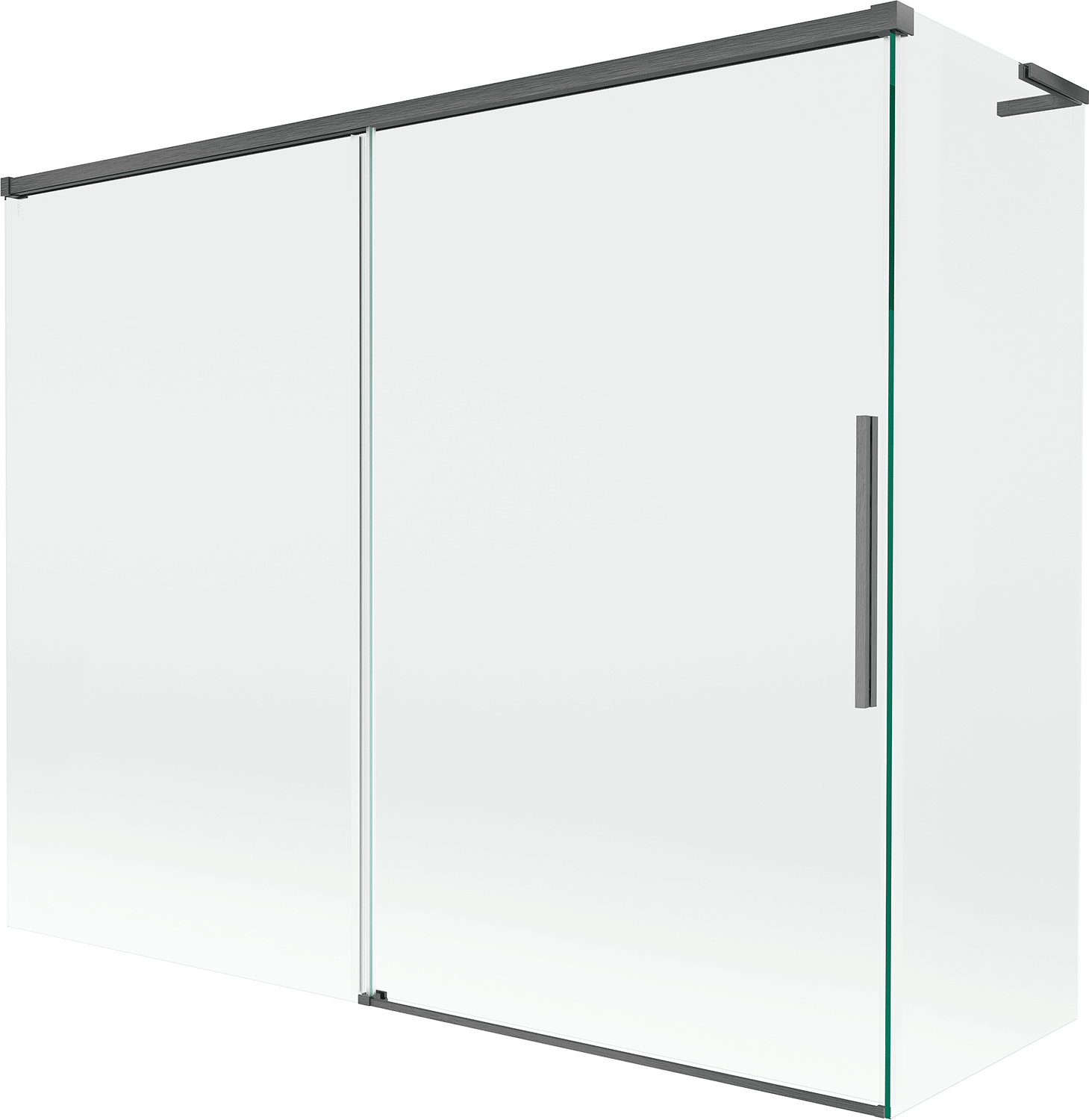 Mexen Rox L parawan nawannowy 2-skrzydłowy rozsuwany 190 + 80 x 150 cm, transparent, gun gray szczotkowany - 8C9L-190-080-66-00
