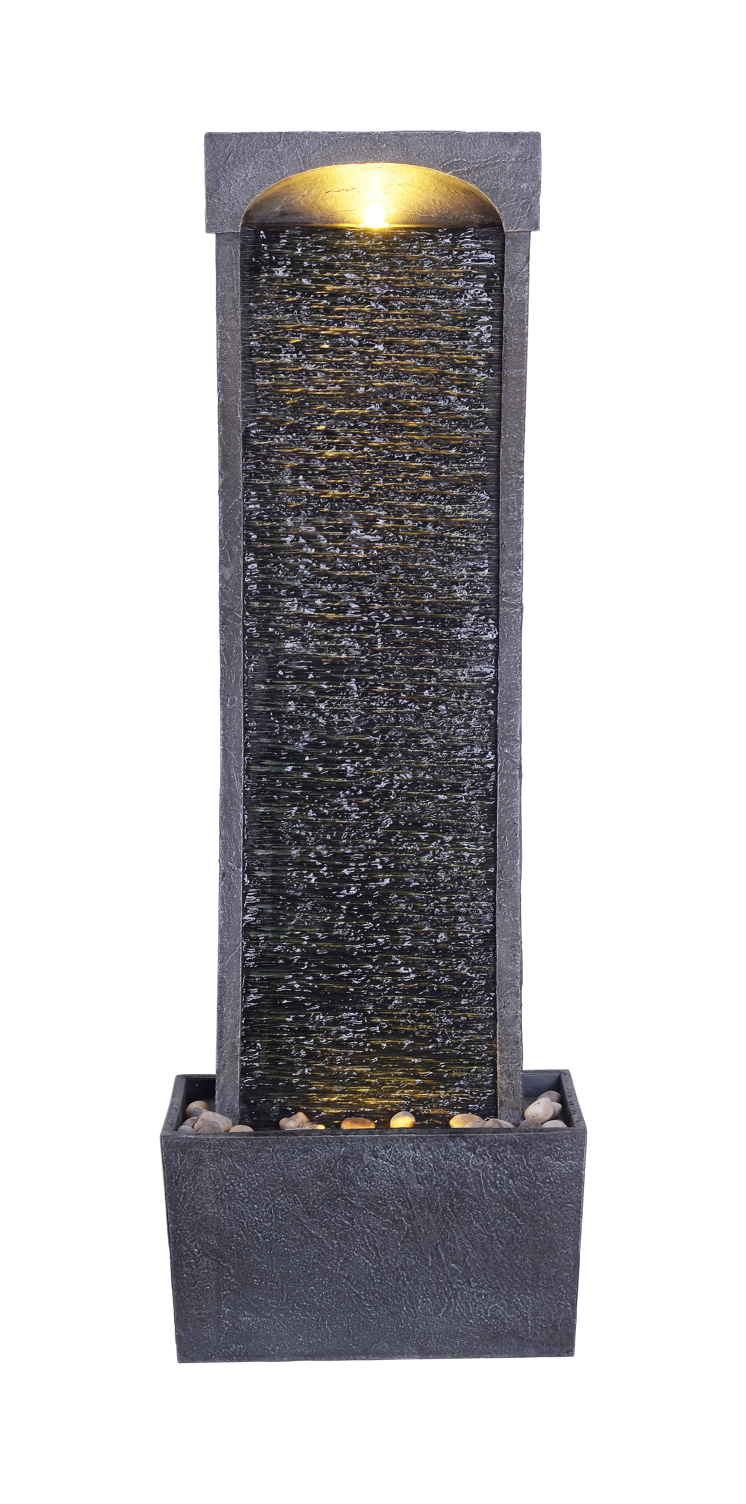 Fontaine de jardin cascade extérieure pompe LED intégrée, Noir TEAMSON HOME - 4