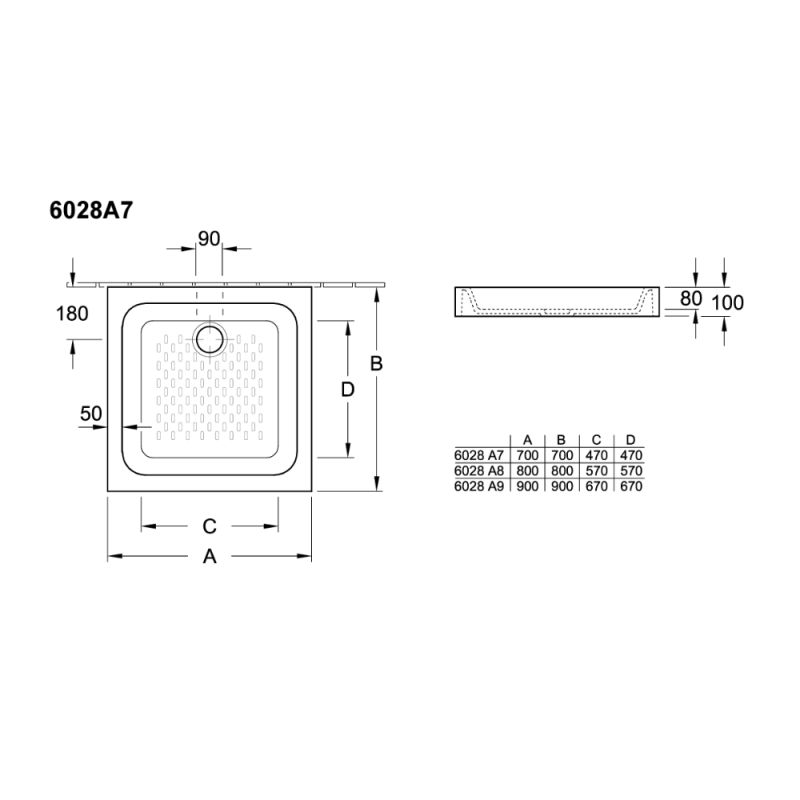 Receveur 70 x 70 VILLEROY ET BOCH O.Novo céramique blanc - 3
