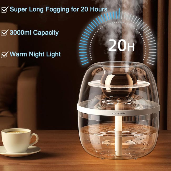 Deerma humidificateur d'air 5l, rotative à 360°, 3 niveau d'humidité réglable, durée 12h, arrêt automatique, <30db, blanc Deerma humidificateur d'air 5l, rotative à 360°, 3 niveau d'humidité réglable, durée 12h, arrêt automatique, <30db, blanc