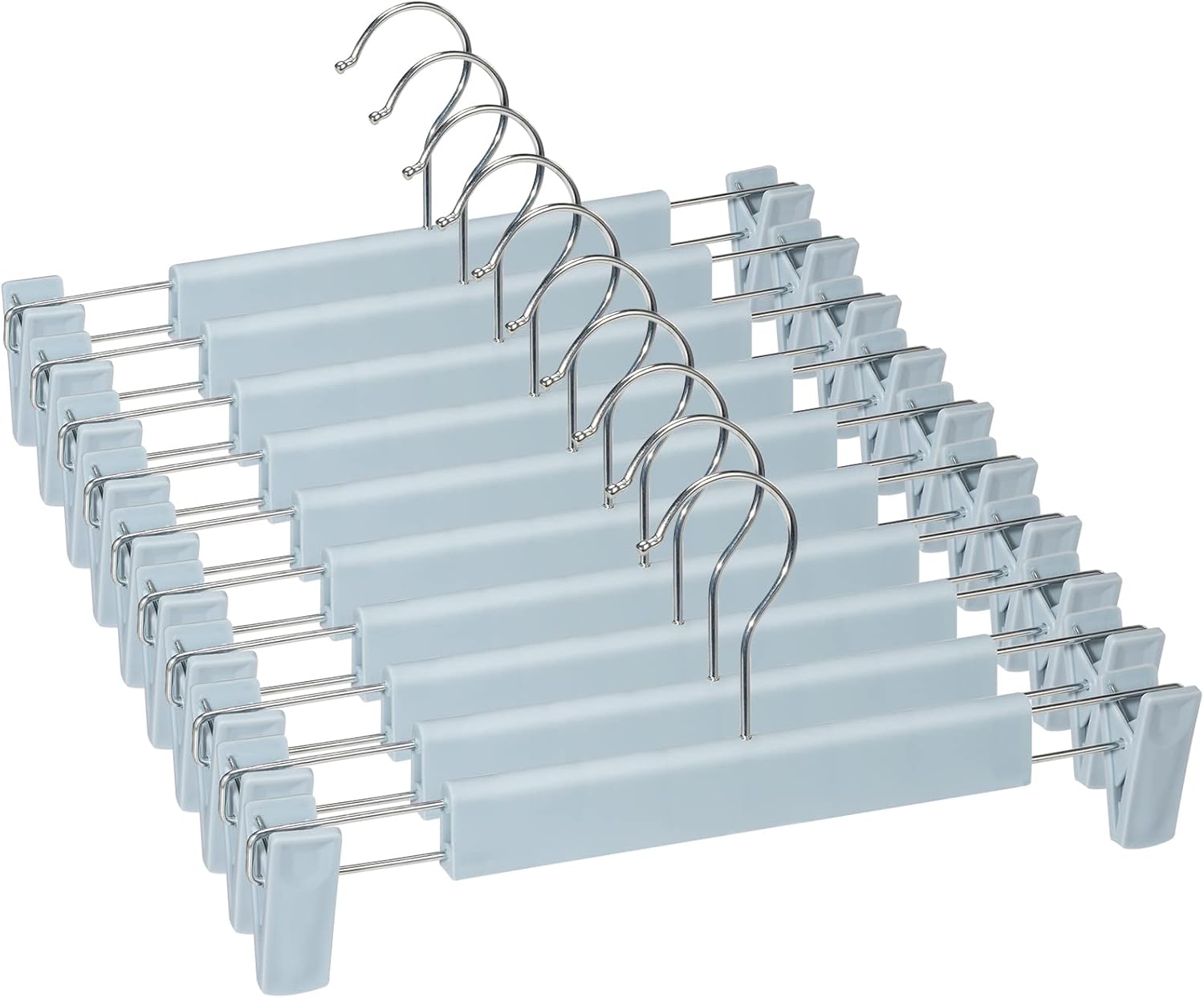 Lot De 10 Cintres Pantalons 40 Cm - Pinces Caoutchoutées Antidérapantes, Crochet Rotatif 360°, Gain De Place Garanti