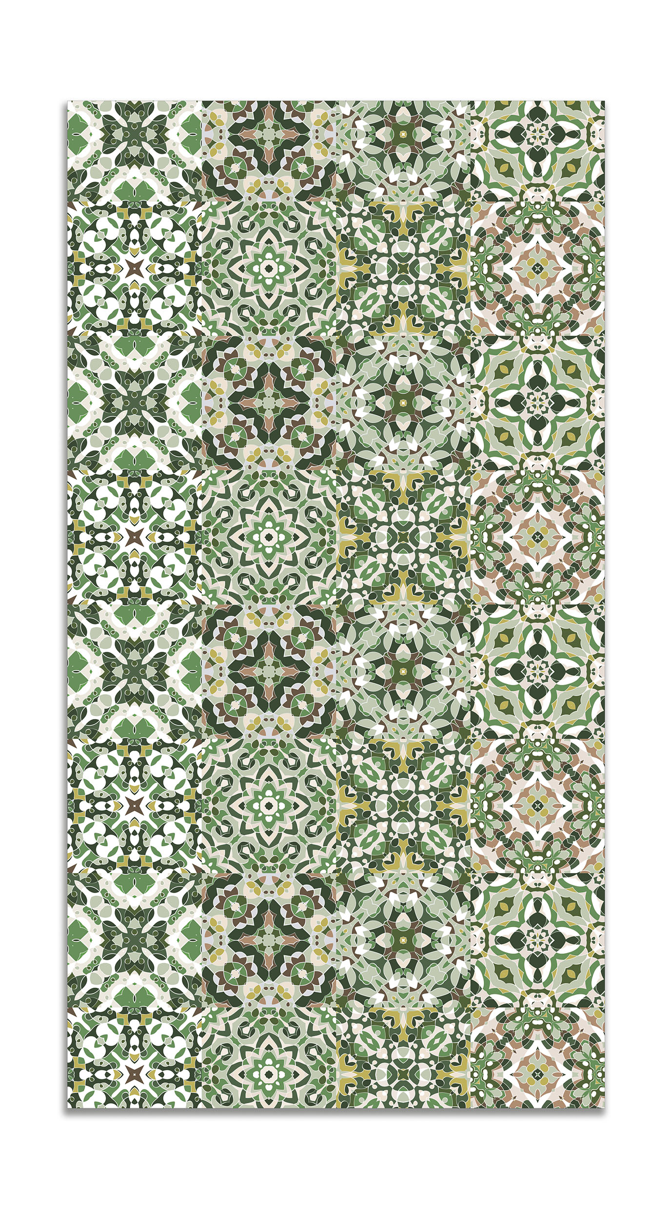 Panorama alfombra vinílica baldosa hidráulico oriental verde 80x200 cm - alfombra cocina vinilo - alfombra salón antideslizante