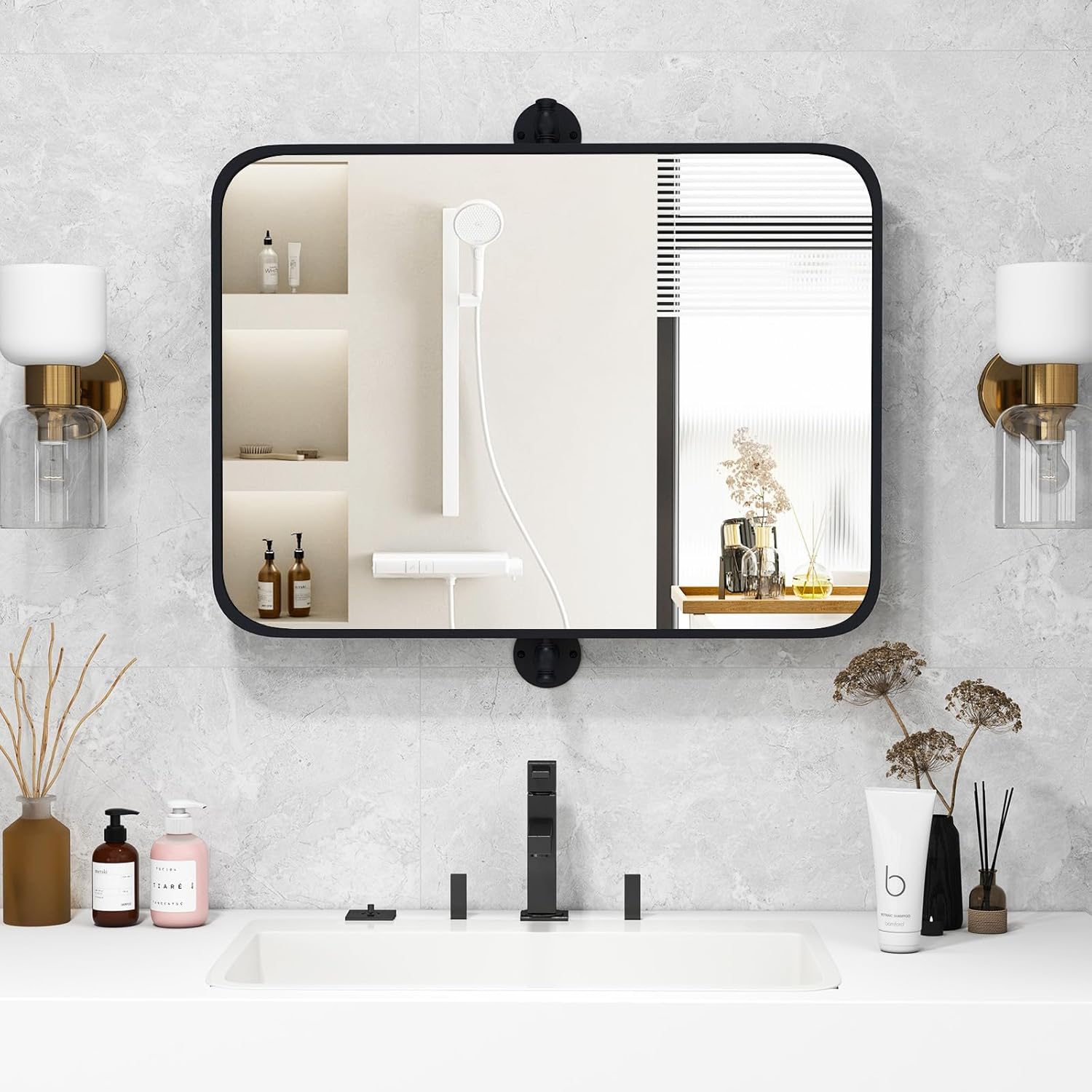 Specchio Lima, Specchio Da Parete Con Cornice Moderna, Bianco Lucido 89 X 45 Cm 6