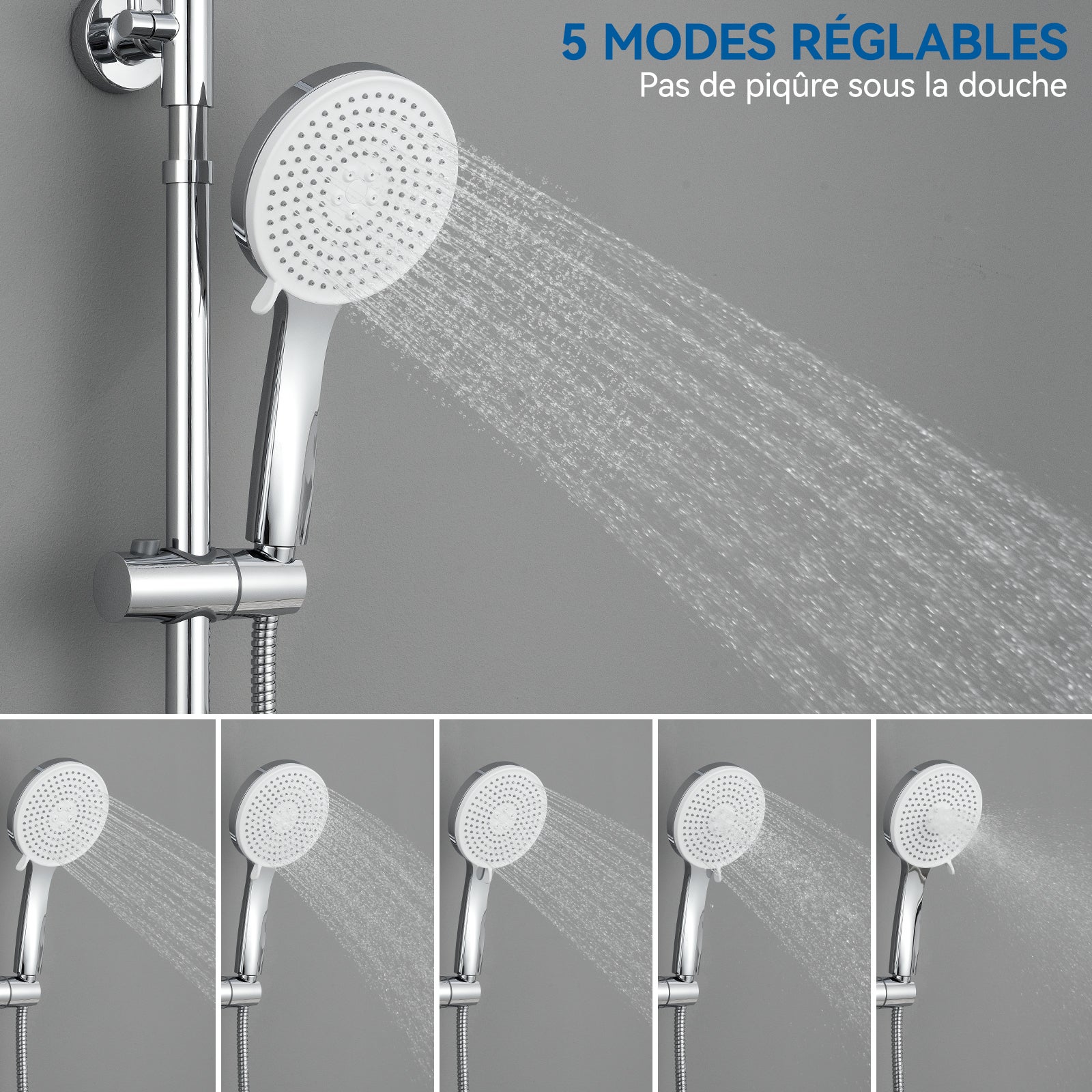 SOFETIY MAX Ensemble de Douche Thermostatique 5 Fonctions, Colonne de Douche avec Mitigeur, Ensemble de Douche avec Tête de Douche de 12 pouces - 2