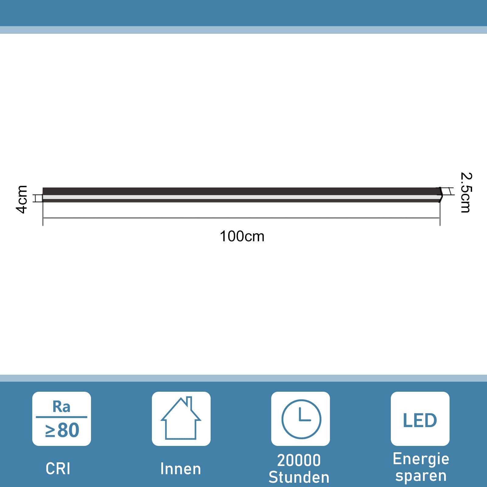 NETTLIFE Zestaw 2 lamp ściennych do wnętrz czarnych 100CM nowoczesne oświetlenie ścienne do przedpokoju 32W - 4