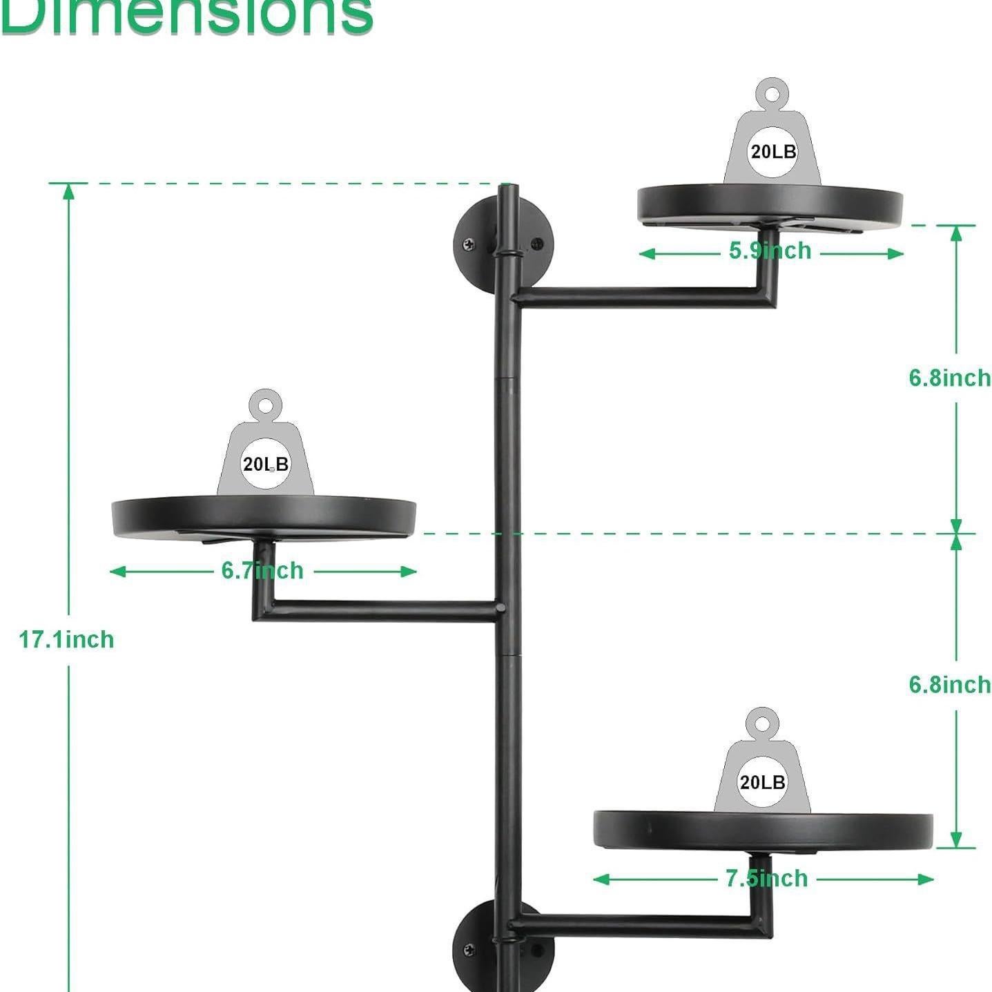 Support pour plantes rotatif d'intérieur, support pour plantes en métal à 3 couches, support pour plantes mural - 3
