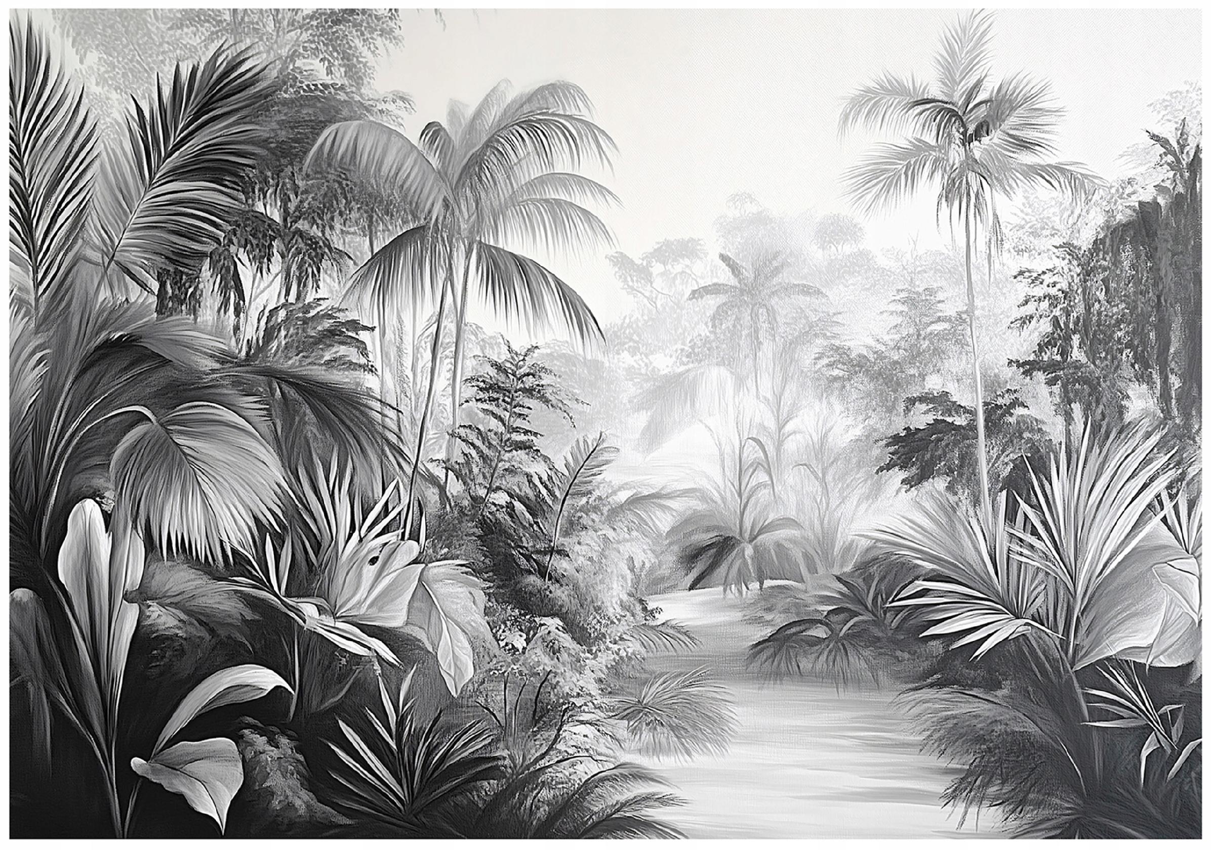 Papier Peint Noir et blanc Jungle Intissé Panoramique 350x250 cm