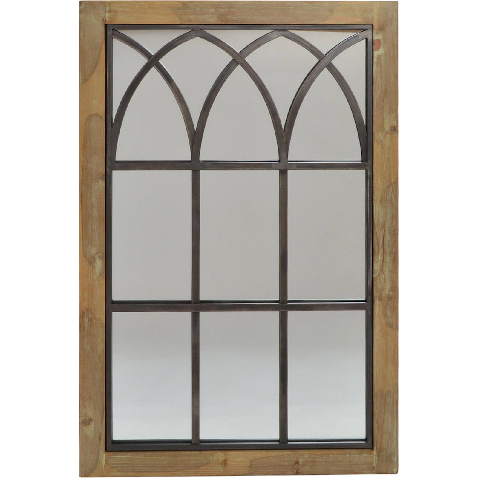 Miroir effet fenêtre élégance bouleau brun 60 x 3 x 95 cm Marron — free download