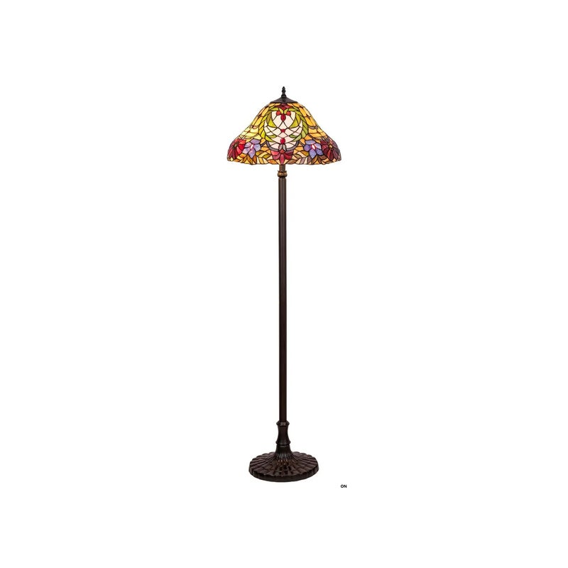 Lampa podłogowa stojąca Mirella brązowa 2xE27x60W wym: 160 x 46 x 46 cm szkło witrażowe Rabalux