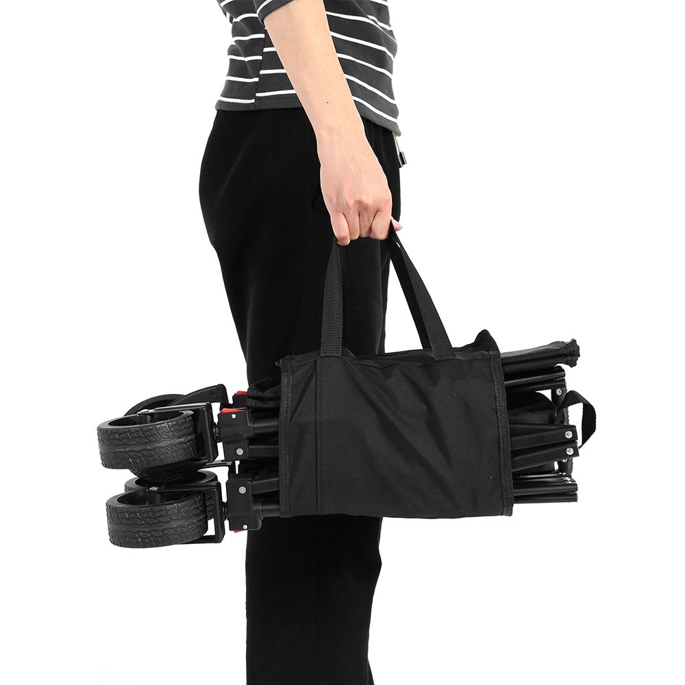 Chariots avec roues tout-terrain avec poignée réglable pour le camping le shopping la pêche sportive vert noir - 8