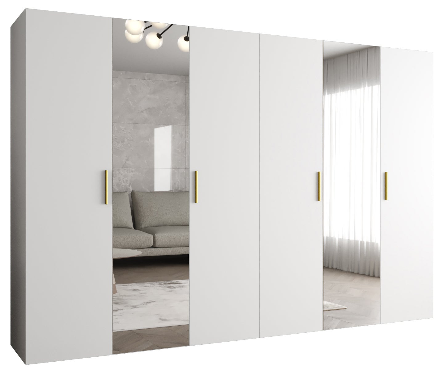 Szafa uchylna otwierana Bari 2 300 x 52 x 202 cm biały + u. złoty Abiks Meble