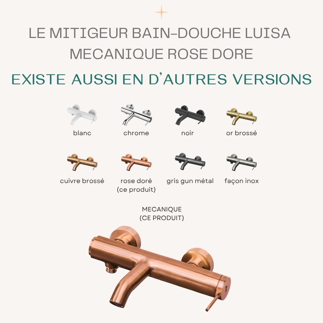 Luisa mitigeur bain-douche mécanique or rose brossé - 4