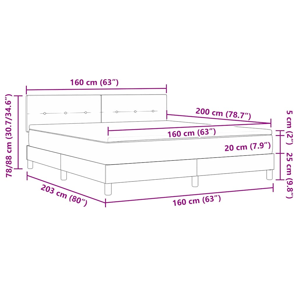 Cama tipo Box Spring Gris Claro 160 x 200 cm Terciopelo | Leroy Merlin