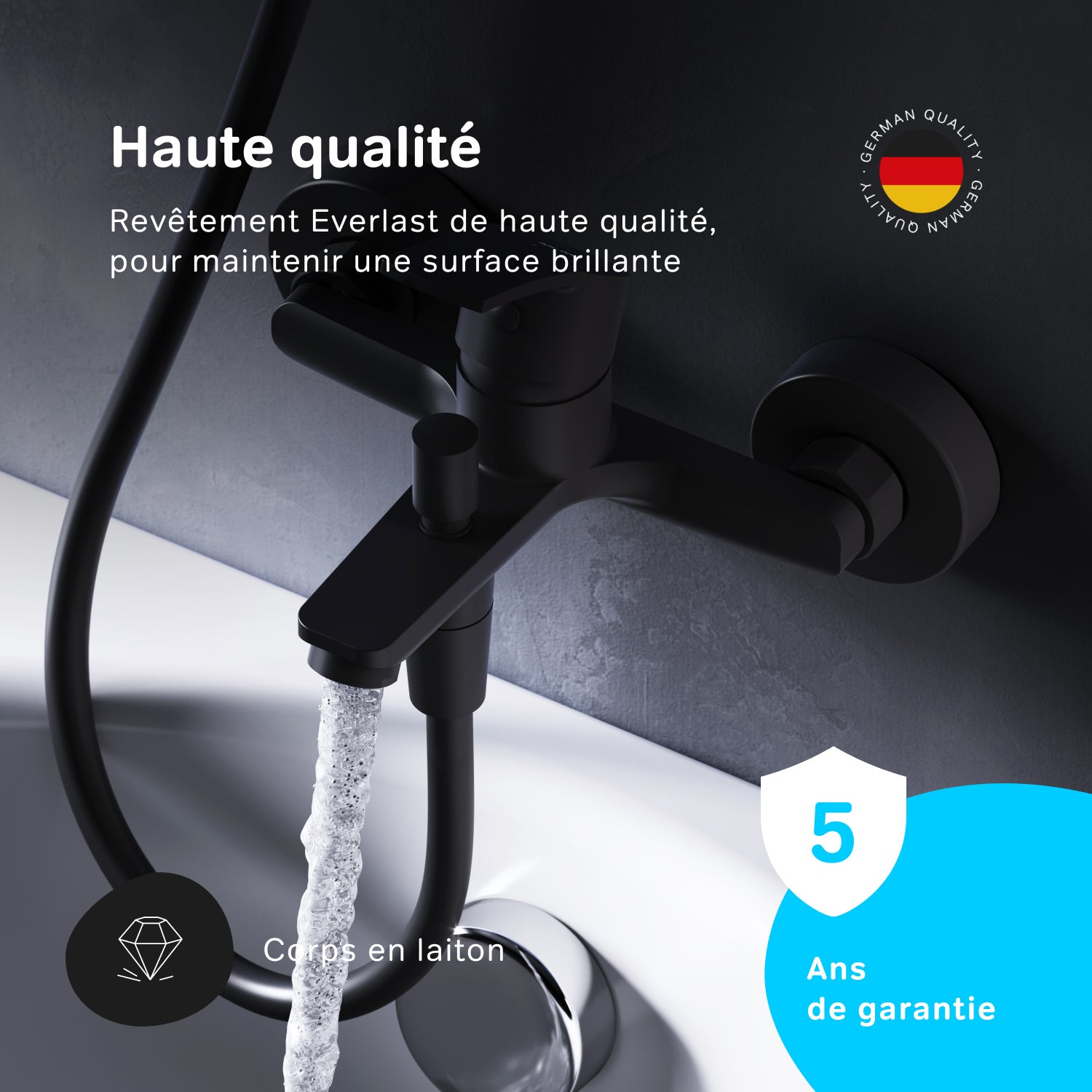 Mitigeur de baignoire mécanique Robinet salle de bain, mitigeur de bain, Chromé,Hit F8Y10022 AM.PM - 3