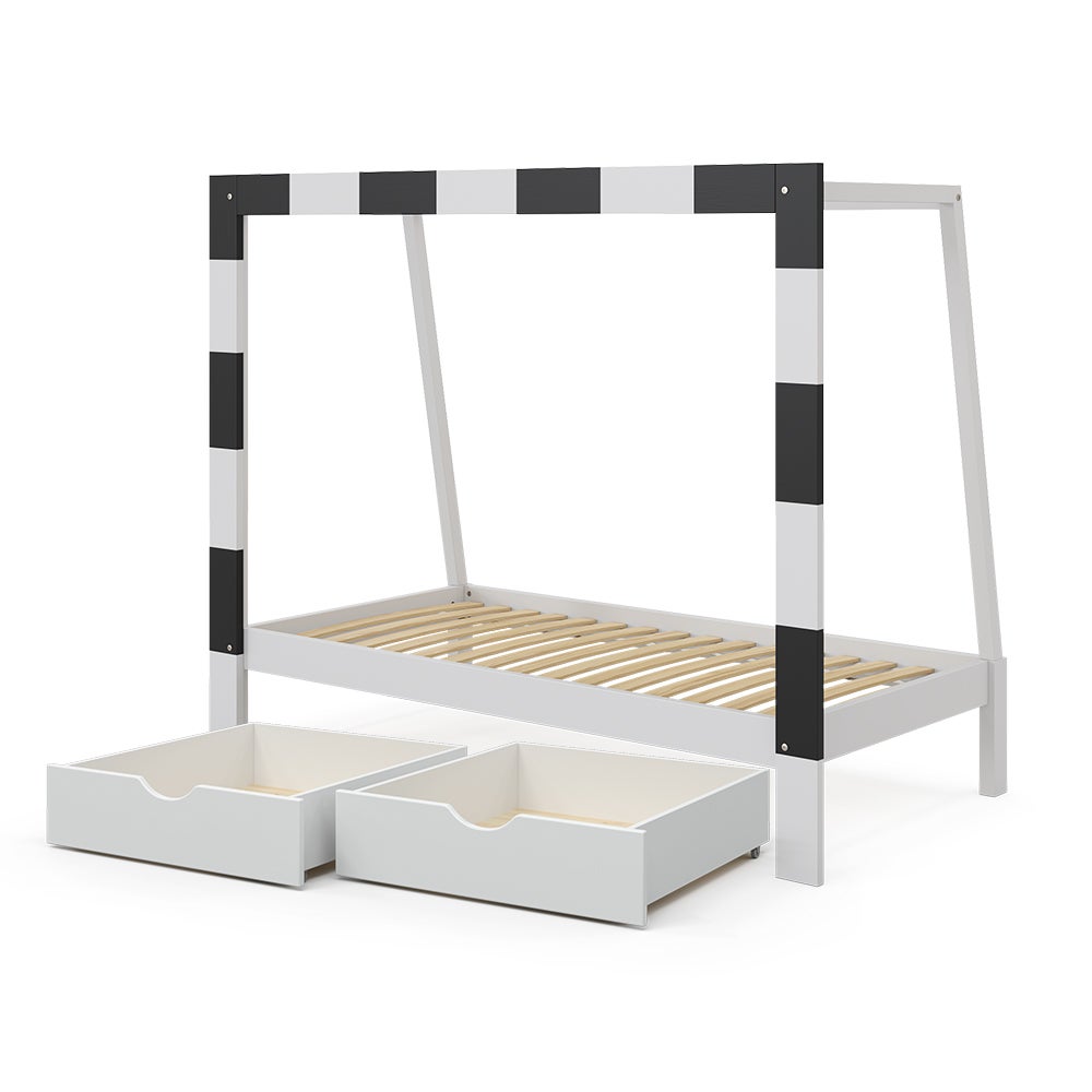 Vitalispa Łóżko dziecięce Football goal, Biały, 80x160 cm z szufladą