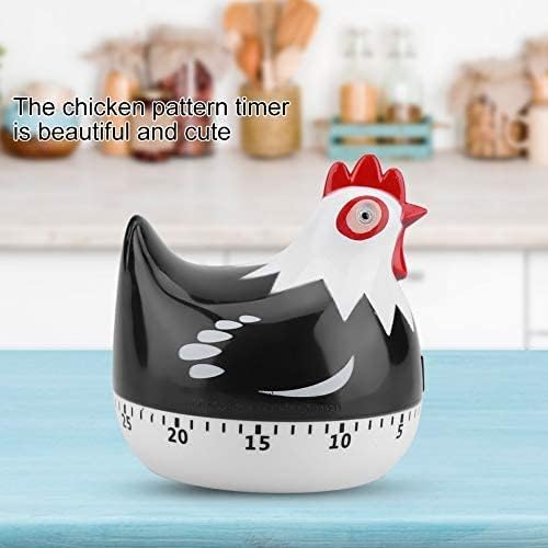 Timer da cucina a forma di pollo in stile cartone animato nero - Time Manager - Promemoria timer da cucina meccanico - 5