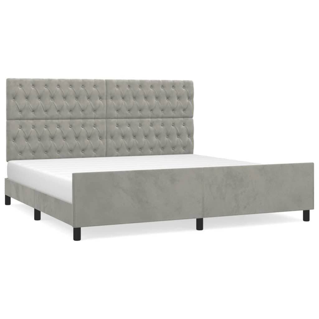 Cadre de lit sans matelas gris clair 200x200 cm velours - 2