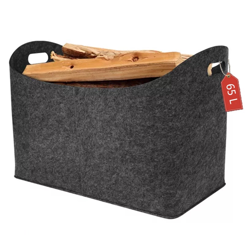 Kosz na drewno opałowe 65L Składany - Torba do przechowywania 55x30x40 cm z uchwytami - Do pokoju i salonu