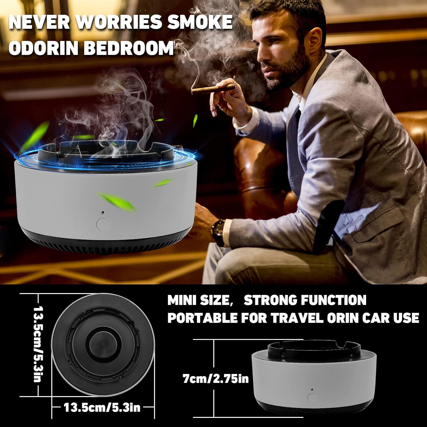 Cendrier Aspirateur de Fumée, 2 En 1 Cendrier Électronique Intelligent Purificateur d'air, Anti Odeur avec Filtre pour Voiture et Maison - 2