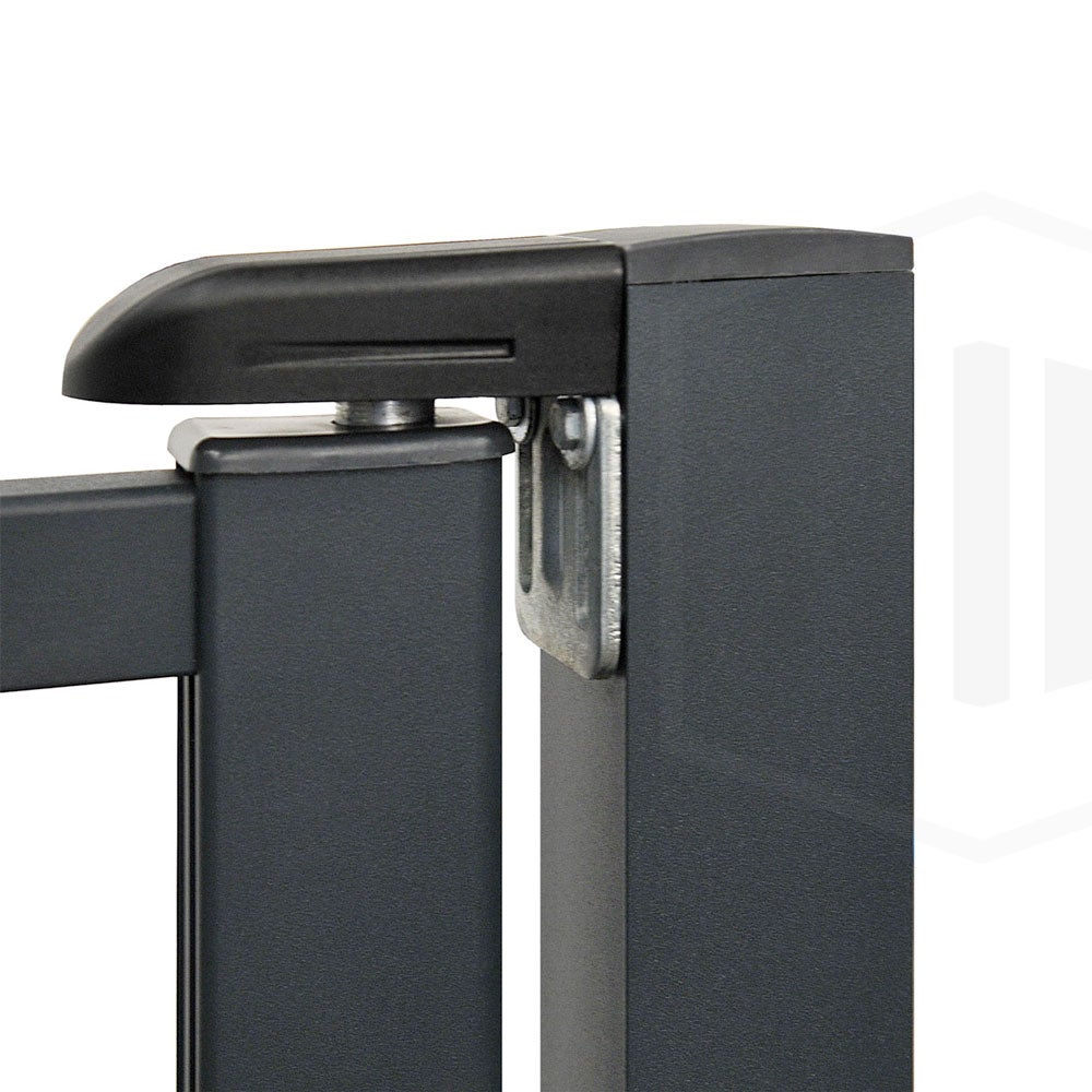 Portillon aluminium plein Haut 160 x Larg 100 cm - Gris 7016 - Vendu avec 2 poteaux - 3