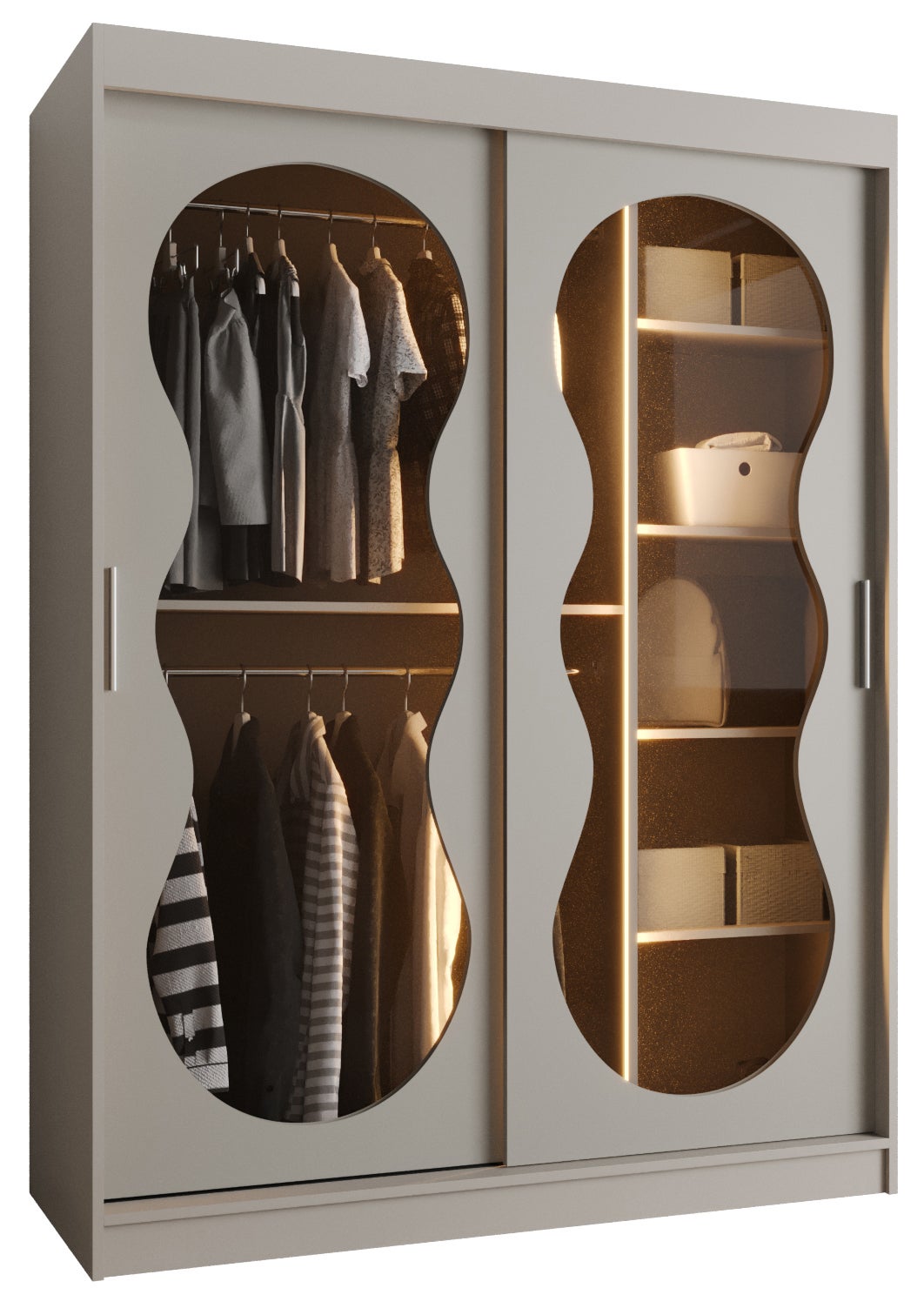 Szafa przesuwna garderoba BAHRAJN 3 150 x 62 x 200 cm Kaszmir + LED - Abiks Meble