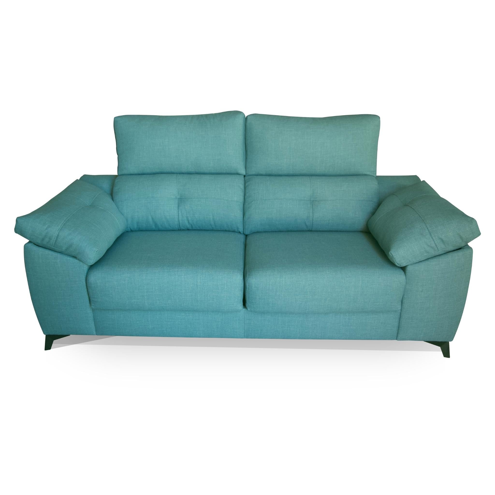 Sofá 2 plazas de pata alta con asiento deslizante. sofa 2 plazas ideal para robot aspirador. color 14 azul trenzado. modelo flash. minutos de confort
