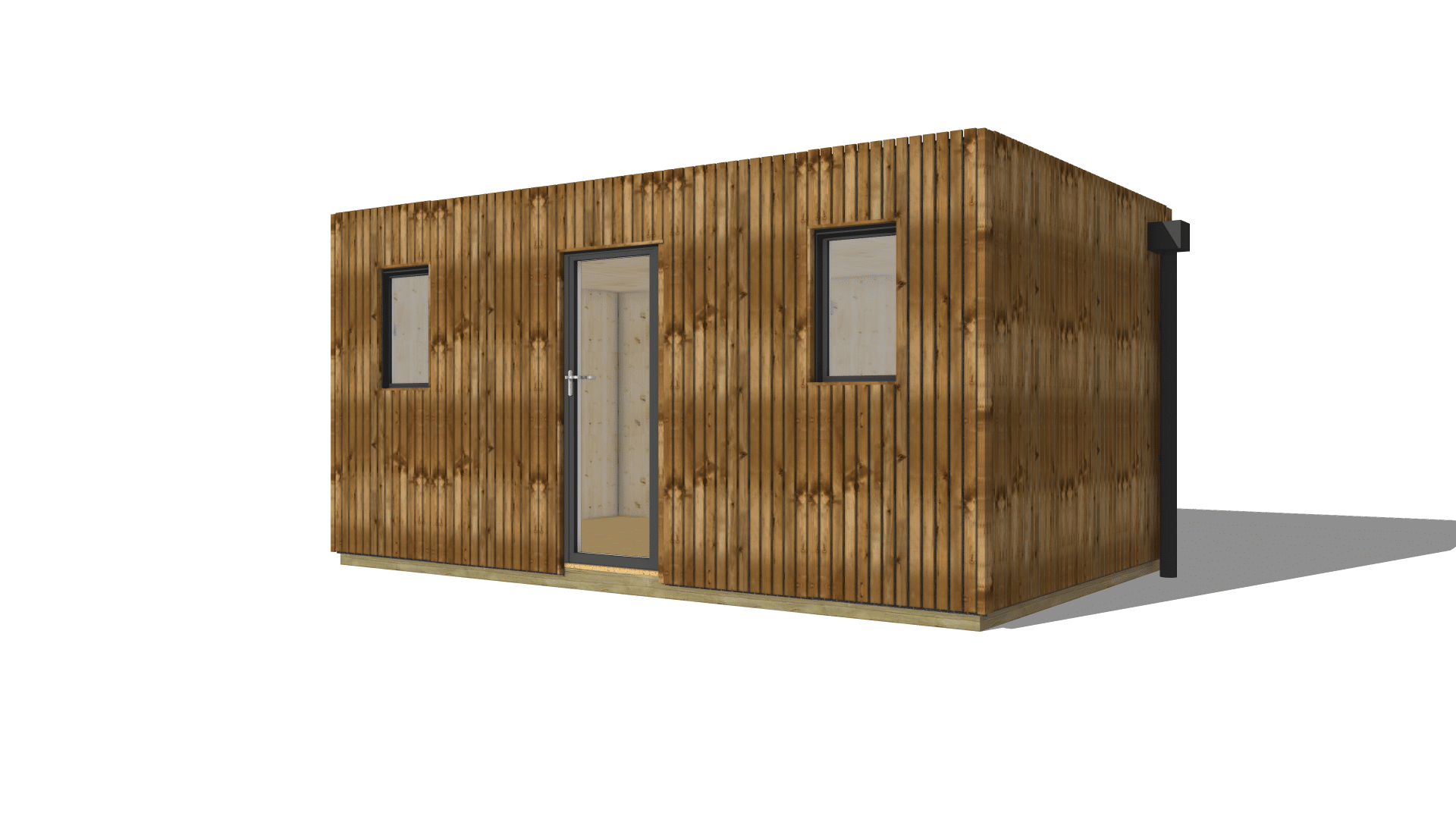 STUDIO DE JARDIN / 19,5 m2 - 5,55 x 3,52m / Plancher isolé / Bardage Brun / Intérieur bois massif CLT / Livraison Gratuite - 2