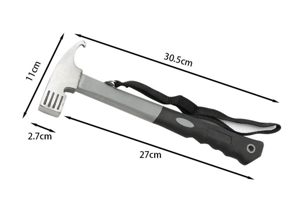 TAGVO Martello da campeggio con picchetti per tenda e rimozione di picchetti multifunzionali, martello da campeggio multifunzione in alluminio con custodia