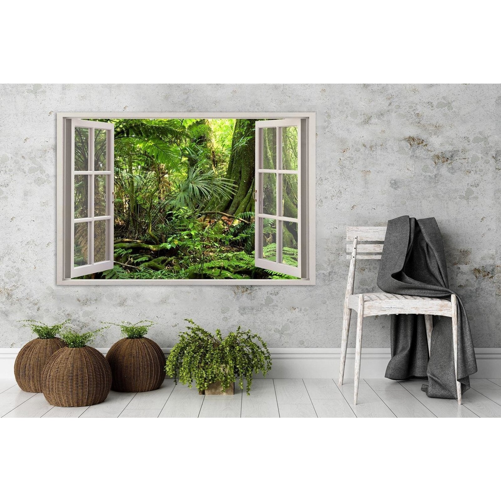 Tableau fenêtre, forêt tropicale - 120 x 80 cm - 2