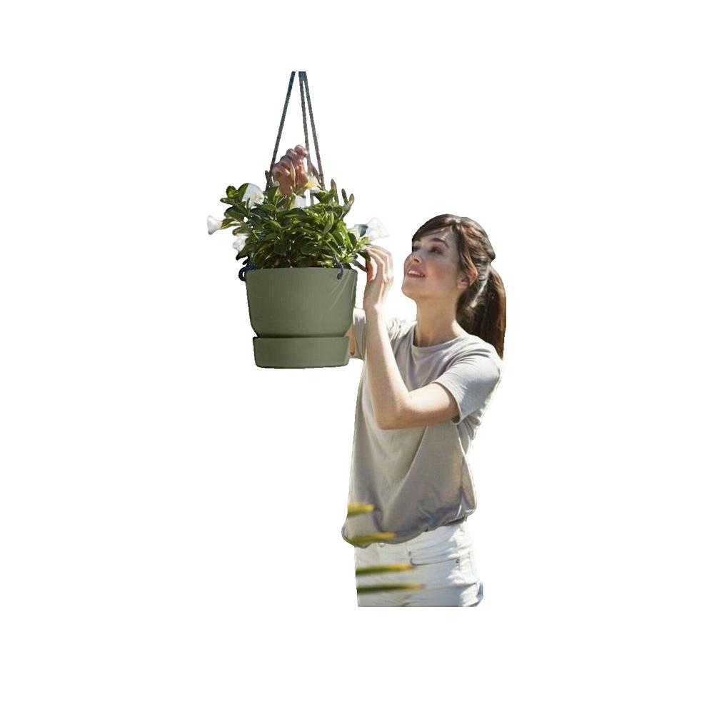Pot de fleurs à suspendre 24 - Extérieur Ø 23,9 x 20,3 cm - Vert feuille - Elho - 3