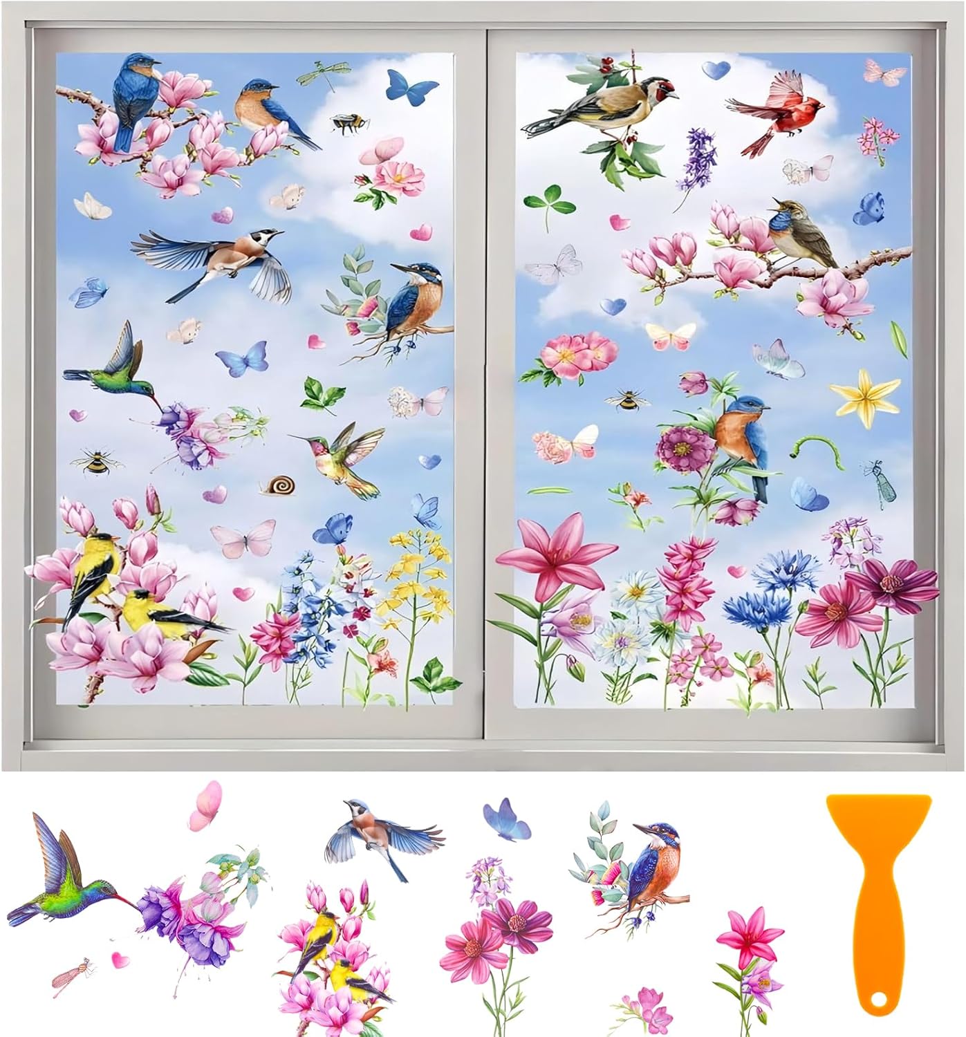 AIBIIN Autocollants Fenêtre Statique Double Face - Film Décoratif Anti-Oiseaux Pour Chambre Et Salon