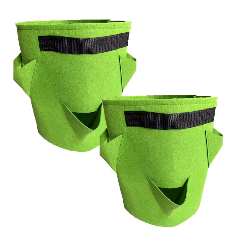 Zestaw 2 filcowych wiader do sadzenia, do truskawek i ziemniaków, zielone – 10 galonów (8 otworów 40 x 35 cm)