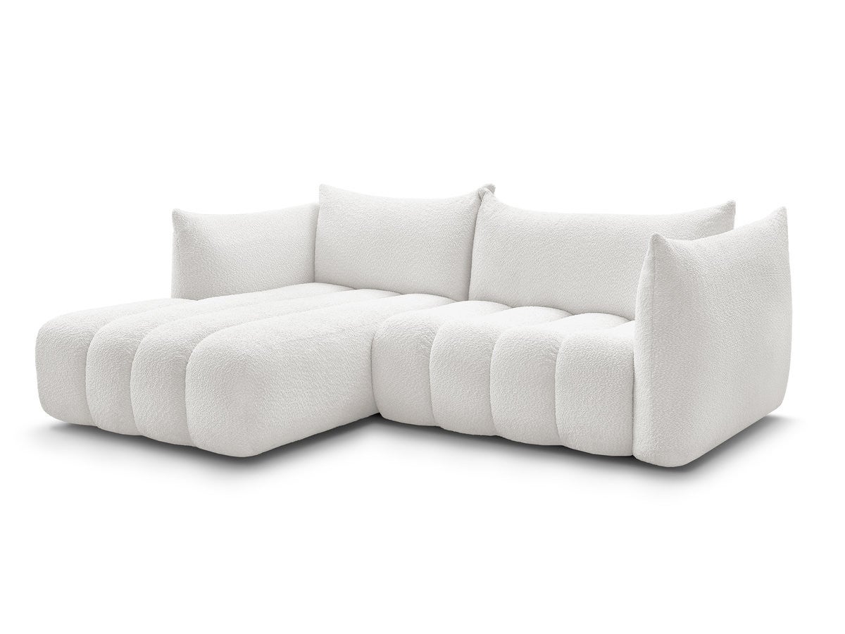 Canapé d'angle fixe AZRA tissu bouclette BOBOCHIC 3 places Blanc ...