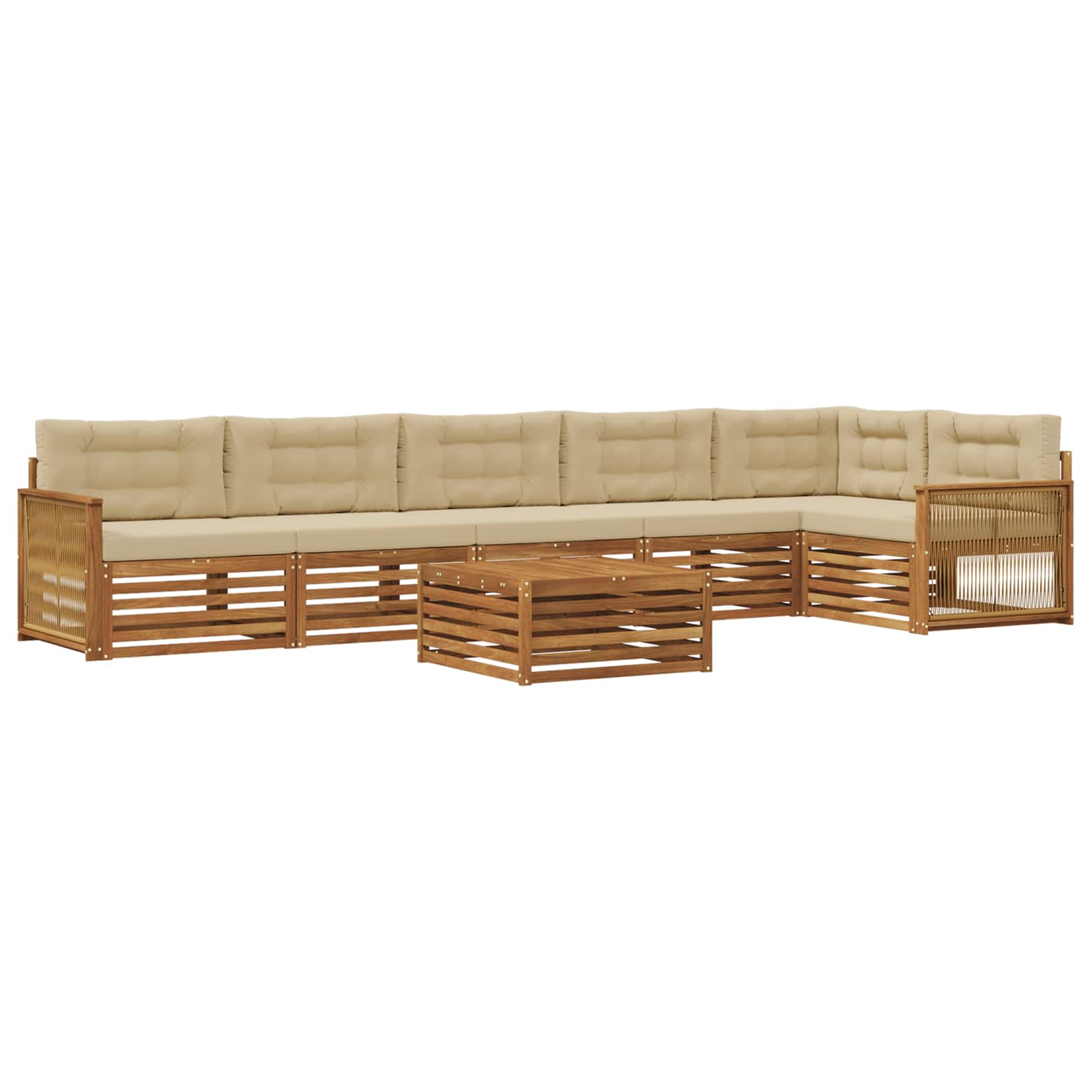 Ensemble de canapés d'extérieur 7 pc naturel et beige - 2