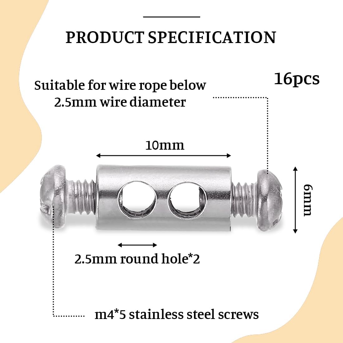 16 pcs Serre à Capuchon, Serre Cable Acier, Serre Cable Inox, pour câbles Double Extrémité en Fil d'Acier, Tendeur Cable Inox avec Écrous d’Extrémité - 2