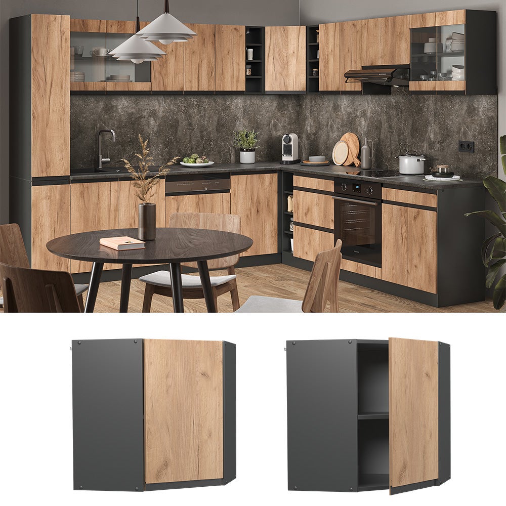 Vicco Elément haut de cuisine R-Line, Chêne de force doré, 57cm J-Shape - 2