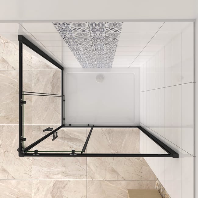 Aica 195 Cm Box Doccia Angolare Doppie Porte Scorrevoli In Vetro 6 Mm Temperato Trasparente Telaio Cromo Lucido Varie Dimensioni