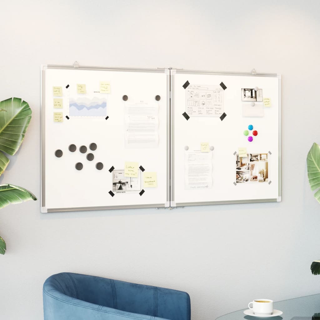 Tableau blanc magnétique pliable 120x60x1,7 cm aluminium - 2
