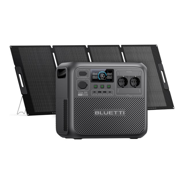 BLUETTI Elite 200 V2 Générateur Portable avec 200W Panneau Solaire, 2073,6Wh avec 2 Prises CA 2600W, Alimentation de Secours LiFePO4 pour Camping-car