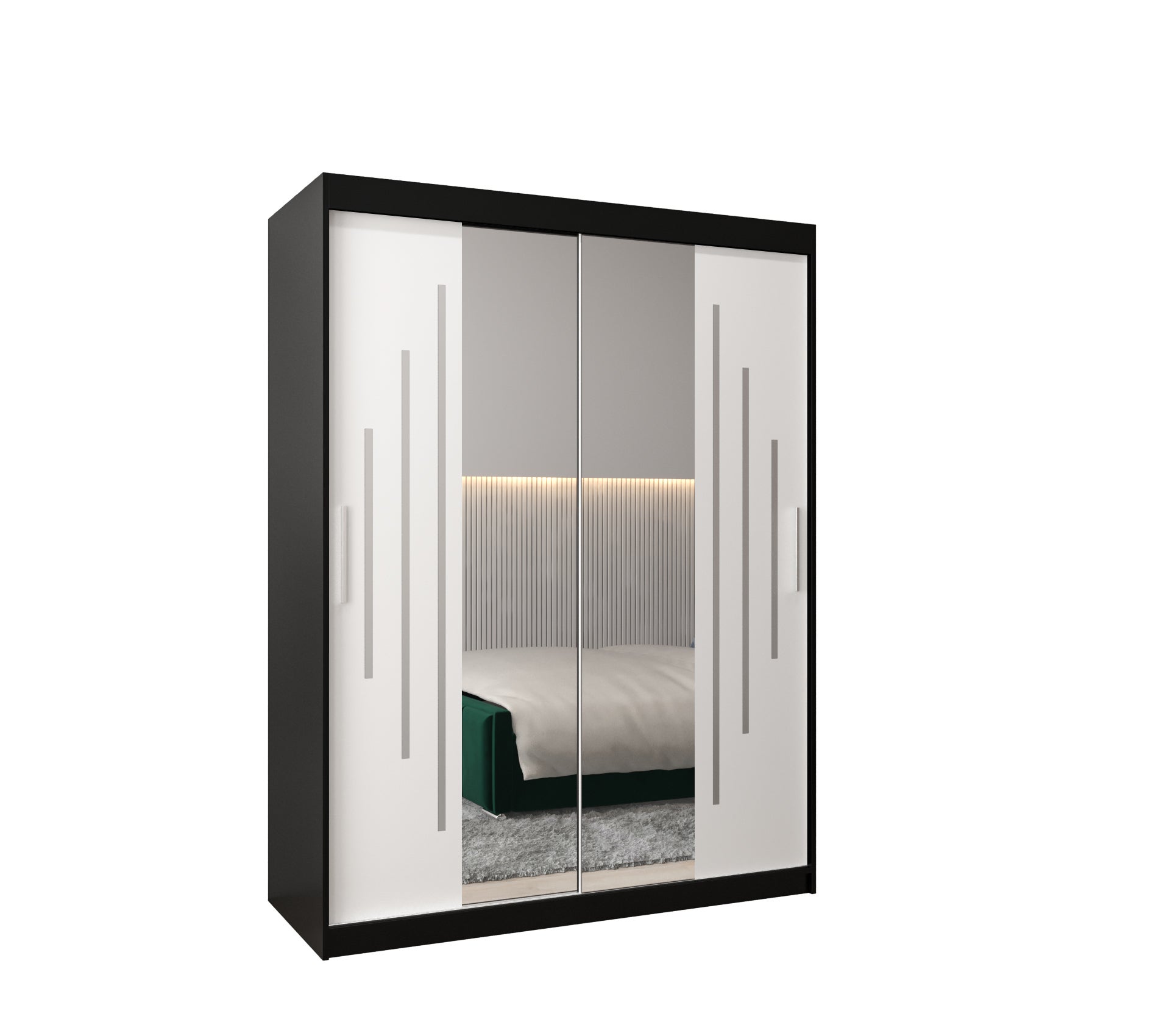 Szafa przesuwna garderoba York 1 150 x 62 x 200 cm Czarny + Biały - Abiks Meble