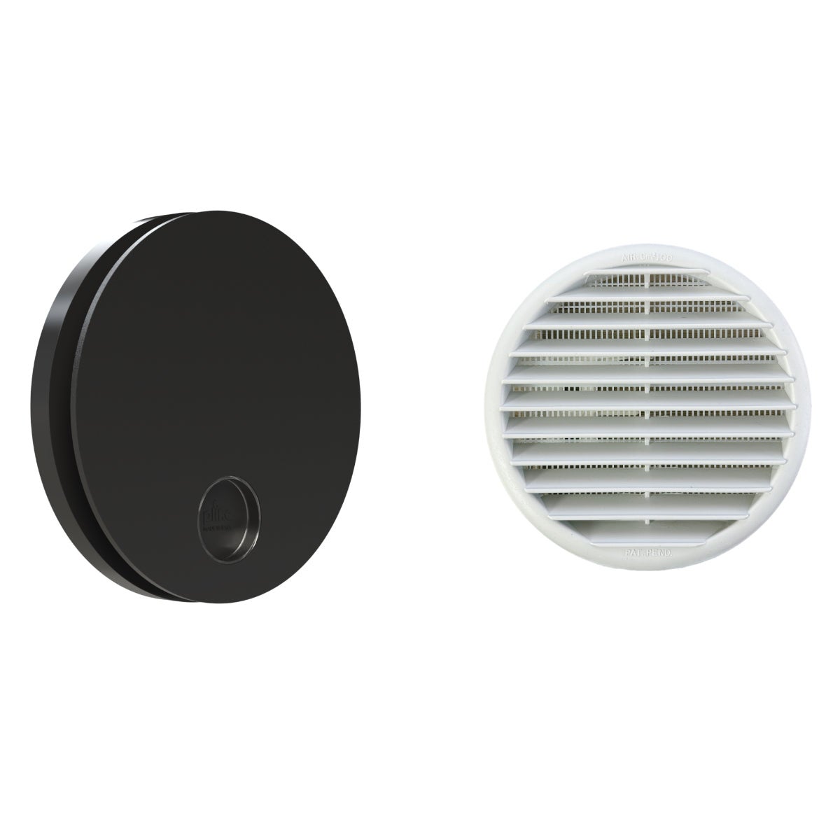 PLIKC - Kit Ario per foro da 120mm NERO + Griglia da muro - Aspiratore