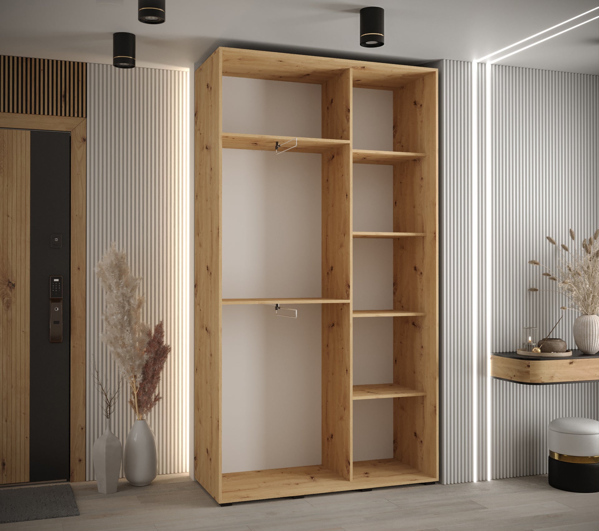 Szafa przesuwna wysoka Davos 10 140 x 45 x 235,2 cm artisan + artisan + u. srebrny - Abiks Meble - 4