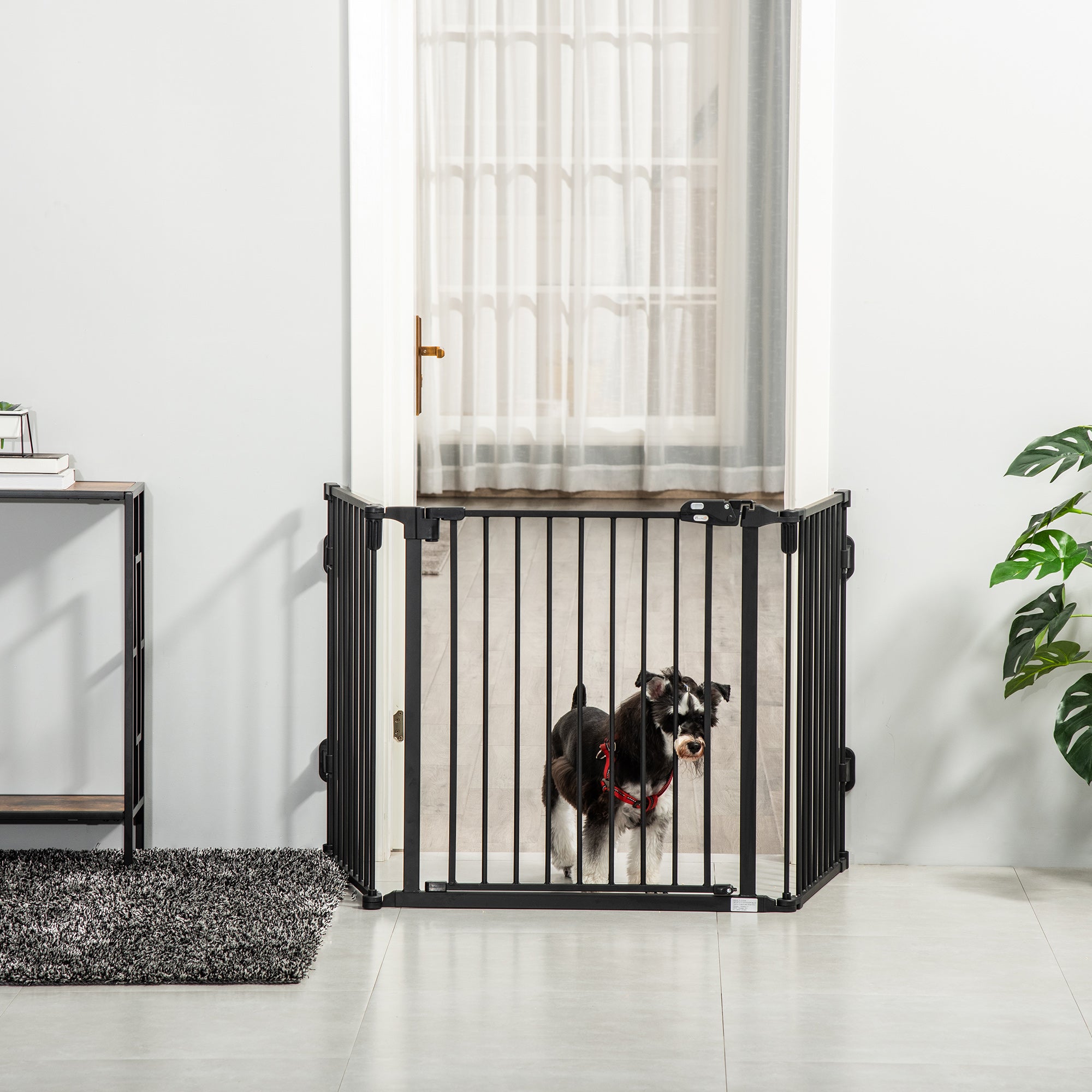 Cancello Cani Porta Pieghevole Bianco 4 Pannelli 320 cm Pioppo