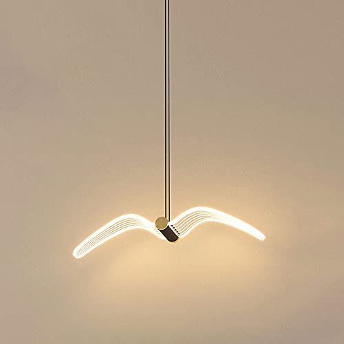 Lámpara colgante de gaviota, lámpara de techo creativa, lámpara colgante led, adecuada para dormitorios y salas de estar (cabezal único, luz cálida)