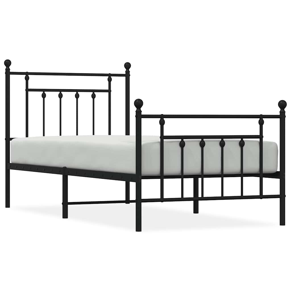 Łóżko Metalowe Rama Łóżka Ze Stelażem Do Pokoju Sypialni Czarna 80x200 cm