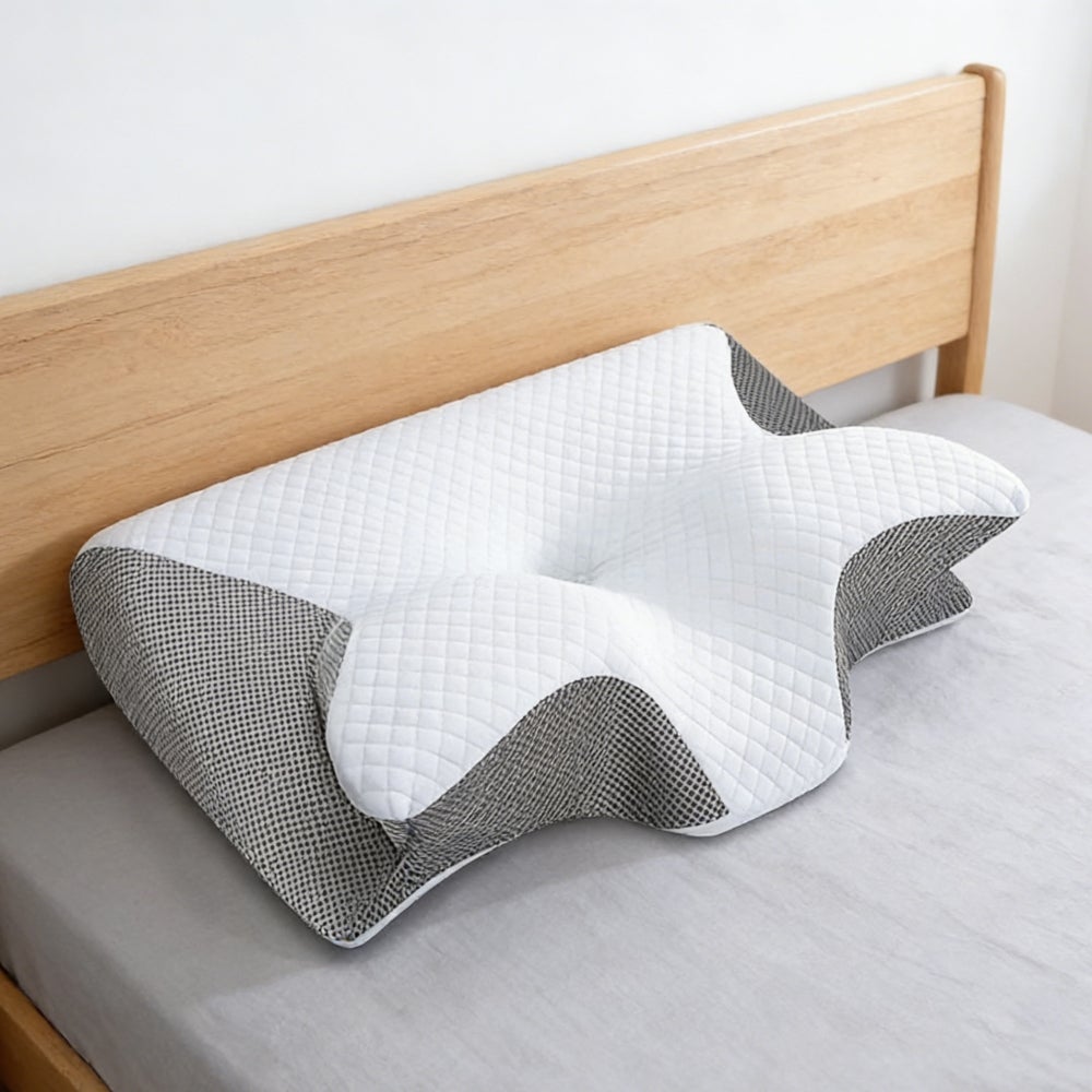 Oreiller Ergonomique Cervical,2 en 1 Oreiller Orthopédique à Mémoire de Forme pour la Nuque,Coussin pour Dormir sur Le Côté et sur Le Dos,60x40x12cm - 4